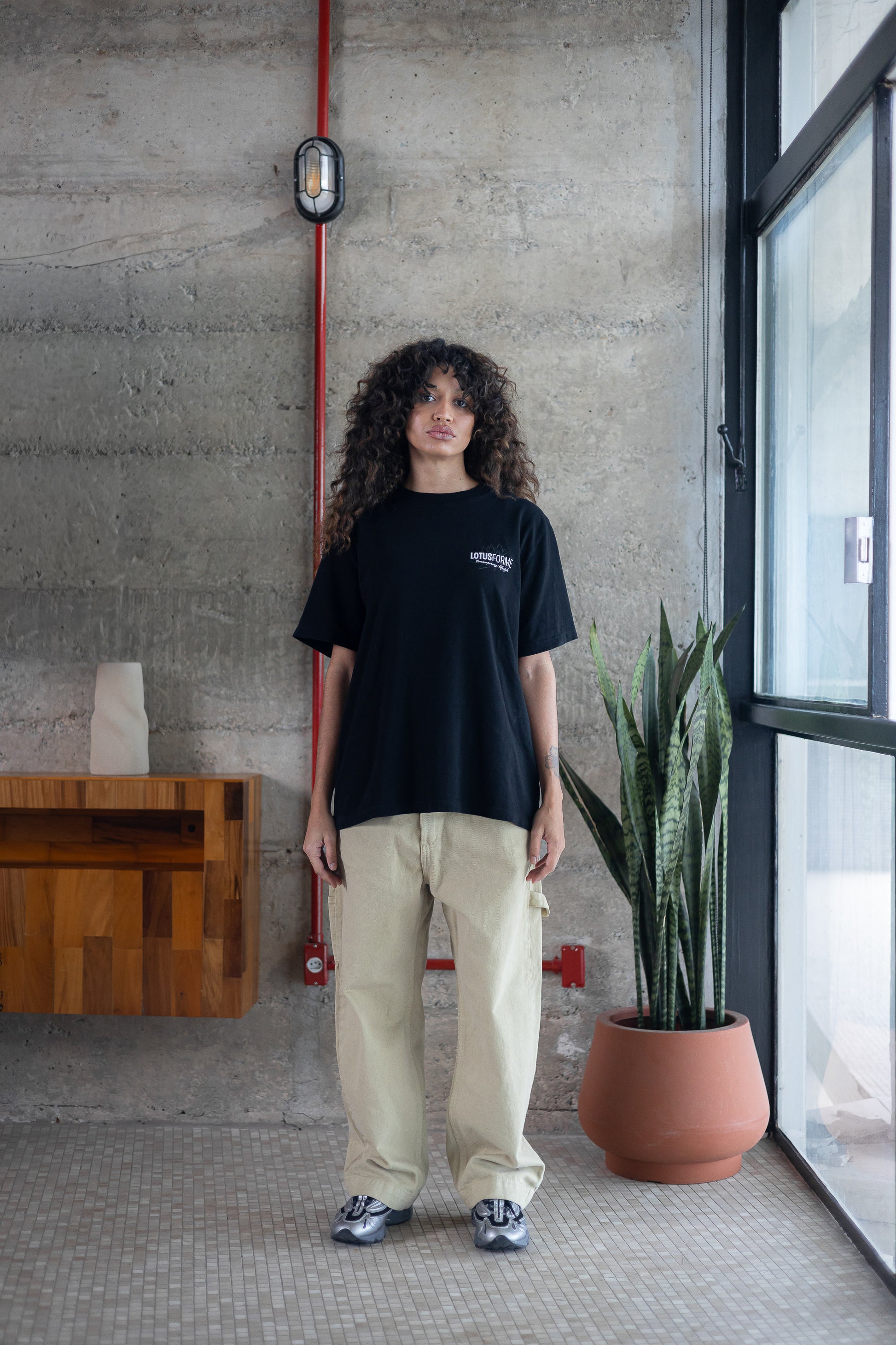 Calça Reta Sarja Bege